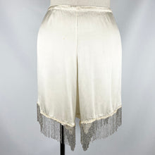 Load image into Gallery viewer, Original 1920&#39;s 1930&#39;s Silk Tap Pants with Beaded Fringe Detail in Silver - Waist 30 32 34

