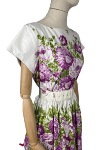 Original 1950's St Michael Floral Belted Summer Dress - Bust 40