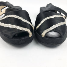 Load image into Gallery viewer, CC41 Black and Silver Satin Low Wedge Shoes - UK 6
