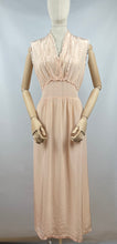 Load image into Gallery viewer, Original 1940s Nightdress by Rational with Lace Trim and Belt - Bust 40
