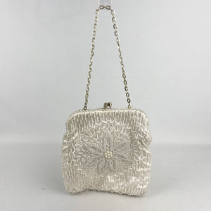 Vintage Silver Beaded Purse Made in Hong Kong