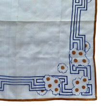 Load image into Gallery viewer, Original 1930&#39;s Semi Sheer Silk Hankie in Brown and Blue Design - Great Gift Idea
