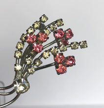 Load image into Gallery viewer, Vintage Clear and Pink Paste Flower Brooch
