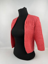 Load image into Gallery viewer, 1940s Reproduction Hand Knitted Bolero in Salmon Pink - Bust 36 38 40 42 44
