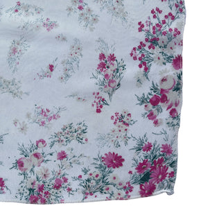 Original 1940's or 1950's Floral Silk Crepe Hankie in Soft Pink and White - Great Gift Idea