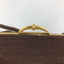 Load image into Gallery viewer, Original 1940&#39;s 1950&#39;s Gold Seal Chocolate Brown Corde Style Handbag - Beautiful Vintage Bag
