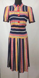 Amazing 1940s CC41 Striped Crepe Dress - B34