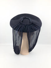 Load image into Gallery viewer, 1940s Midnight Blue American Made Felt Hat with Jersey Scarf
