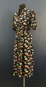 CC41 Navy Floral Cotton House Dress - Bust 38" 40”