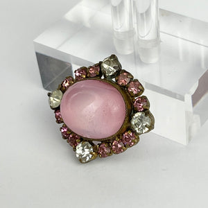 1950's 1960's Pink and Clear Set Paste Brooch - Great Little Piece