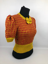 Load image into Gallery viewer, Reproduction 1940s Stripe Jumper Knitted from a Wartime Pattern - B32 33 34
