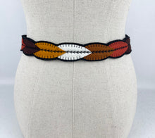 Load image into Gallery viewer, 1940&#39;s Style Colourful Felt Belt in Autumnal Shades Made From a 1941 Pattern Using Pure Wool Felt - Waist 27 28

