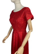 Load image into Gallery viewer, Fabulous Lipstick Red Vintage Lace Cocktail Dress with Front Bow - Bust 36
