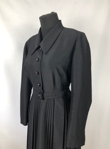 REPRODUCTION 1950s Belted Black Dress with Pleated skirt - Bust 40