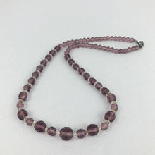 Load image into Gallery viewer, Original 1940s 1950s Purple and Clear Faceted Glass Graduated Bead Necklace
