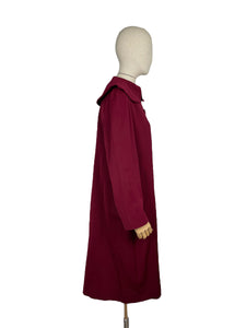 1940s Rich Red Gaberdine Coat with Pockets - Shawl Collar - Great Swing Coat - Bust 38 40 42 *