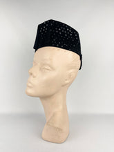 Load image into Gallery viewer, Original 1930s Black Fur Felt and Sequin Evening Hat
