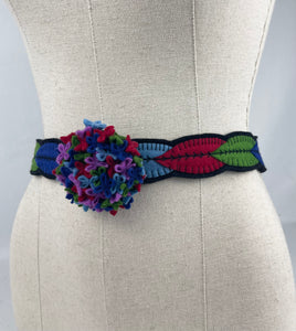 1940's Style Felt Belt in Red, Pink, Blue and Green Made From a 1941 Pattern Using Pure Wool Felt - 28.5" Waist 29""