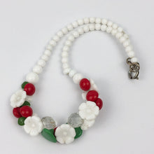 Load image into Gallery viewer, 1940s 1950s Red, White and Green Glass Button and Bead Necklace
