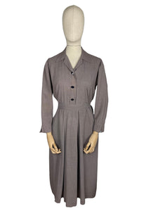 Original 1940's Brown and Pink Day Dress with Tie Belt and Glass Buttons - Bust 40"