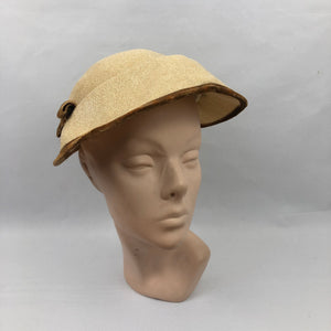 1950s "Straw" Hat with Brown Velvet Bow Trim