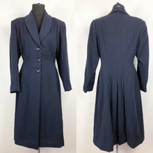Load image into Gallery viewer, 1940s Volup Fit and Flair Princess Coat in Navy Wool - Bust 38 40 42
