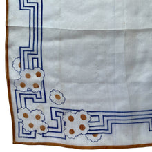 Load image into Gallery viewer, Original 1930&#39;s Semi Sheer Silk Hankie in Brown and Blue Design - Great Gift Idea
