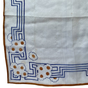 Original 1930's Semi Sheer Silk Hankie in Brown and Blue Design - Great Gift Idea