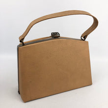 Load image into Gallery viewer, Original 1940s 1950s Tan Faux Leather Box Bag and Matching Coin Purse
