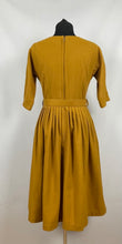 Load image into Gallery viewer, Original 1950s Lightweight Wool Dress with Original Belt in Mustard - Bust 34
