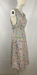 1940s Floral Cotton Apron - Would Make A Great Summer Dress - Bust 36 37 38 *