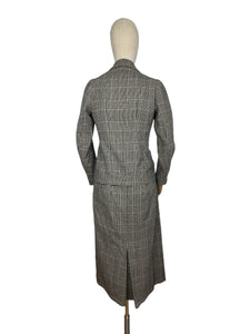 Wounded But Wearable Original 1930's Blue, Brown and Cream Check Suit - Bust 32 33