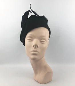 1940s Black Felt "Chimney Pot" Hat