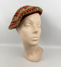 Load image into Gallery viewer, Reproduction 1940&#39;s Pure Wool Fair Isle Beret - Wonderful Design Featuring Four Different Colours
