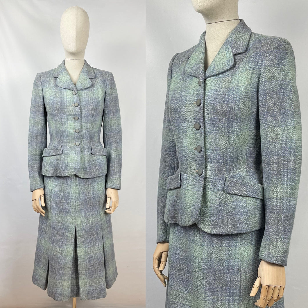 Original 1950s Two Owls Tweed Suit in Pastel Shades - Bust 34 35 36