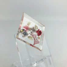 Load image into Gallery viewer, Original 1940s 1950s Reverse Carved Diamond Shaped Lucite Brooch Roses in a Vase *
