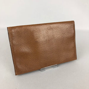 Original 1940s Gents' Pig Skin Brown Leather Wallet - Deadstock