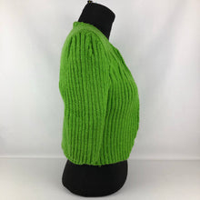Load image into Gallery viewer, 1940s Reproduction Hand Knitted Bolero in Grass Green - B34 35 36 37 38
