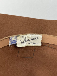 Original 1940's New York Creation Brown Felt Hat - Helen Hale Original *