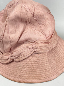 Original 1930s Pink Fabric Sun Hat with Seamed Brim - AS IS