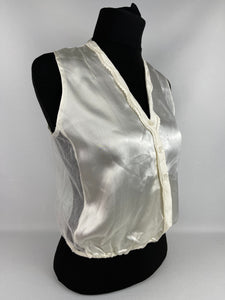 Original 1930's Satin and Net Dickie Blouse - Bust 32 33 34