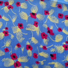 Load image into Gallery viewer, Original 1940&#39;s or 1950&#39;s Blue Silk Hankie with Pretty Poppy Print - Great Gift Idea
