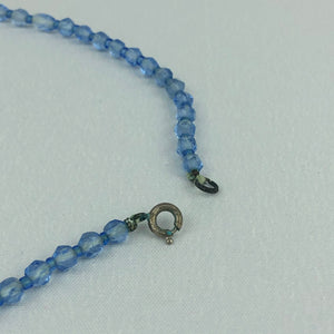 Original 1940s 1950s Blue Faceted Glass Graduated Bead Necklace