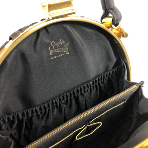 1940s Black Grosgrain Bag with Gold Frame and Matching Purse - Made by Ingber