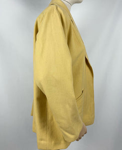 Original 1940s Pure Wool Swing Jacket In Soft Mustard Shade with Pockets - Bust 38 40 42