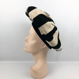 1960s Black and White Oversized Beret Hat