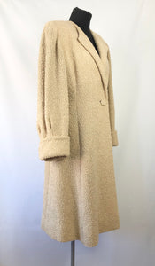 Original 1940s Thick Boucle Wool Coat in Cream - Bust 38