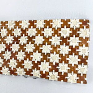 Original 1940's Two-Tone Clutch Bag in Brown and Cream - Plastiflex Style Tiles - Wounded