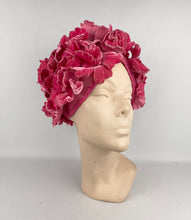 Load image into Gallery viewer, Wonderfully Bright Pink Mid 20th Century Floral Hat - Such a Fun Design *
