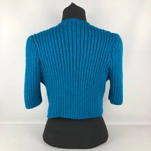 Load image into Gallery viewer, 1940s Reproduction Hand Knitted Bolero in Empire Blue - B34 35 36 37 38
